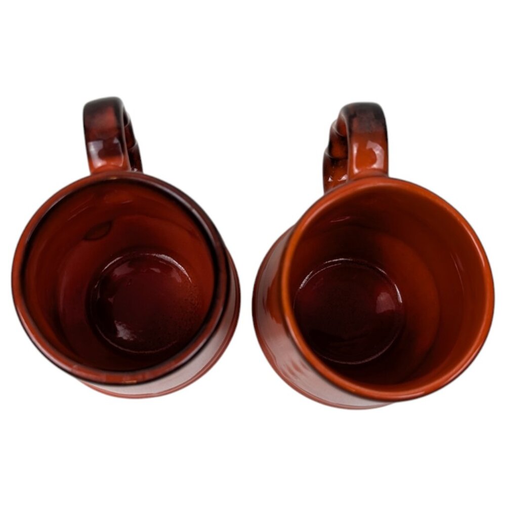 Set of 2 Metlox Poppytrail Red Rooster Small Mug 1960's Retro, Scalloped Handles - Picture 6 of 11